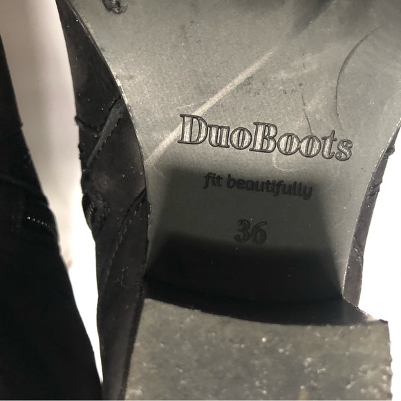 Duo Boots black nubuck leather western style booties size EU 36 US 5.5 EUC - Picture 10 of 12